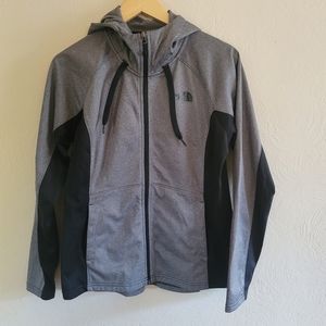 The North Face,  Black and Grey Full-Zip Hooded Lightweight Jacket, Size Large